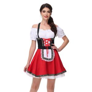 Women's Black and Red Dress Adult Beer Girl Oktoberfest Serving Costume N23549