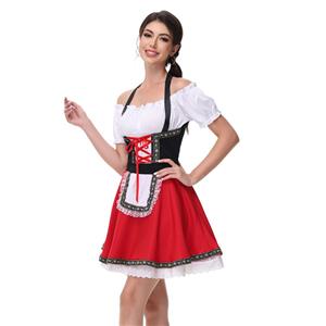 Women's Black and Red Dress Adult Beer Girl Oktoberfest Serving Costume N23549