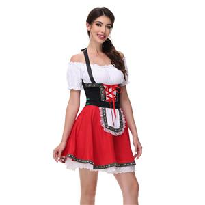 Women's Black and Red Dress Adult Beer Girl Oktoberfest Serving Costume N23549