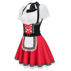 Women's Black and Red Dress Adult Beer Girl Oktoberfest Serving Costume N23549