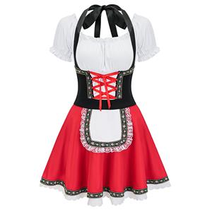 Women's Black and Red Dress Adult Beer Girl Oktoberfest Serving Costume N23549