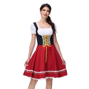 Women's Black and Red Dress Adult Beer Girl Oktoberfest Serving Costume N23550