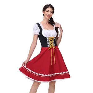 Women's Black and Red Dress Adult Beer Girl Oktoberfest Serving Costume N23550