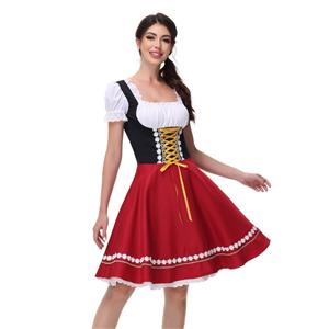 Women's Black and Red Dress Adult Beer Girl Oktoberfest Serving Costume N23550