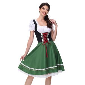 Women's Black and Green Dress Adult Beer Girl Oktoberfest Serving Costume 23551