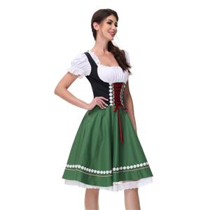 Women's Black and Green Dress Adult Beer Girl Oktoberfest Serving Costume 23551