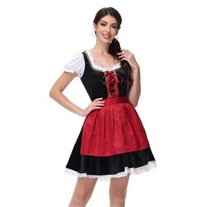 Christmas Cheer Costume, Women's Beer Girl Costume, Bavarian Beer Girl Costume, French Maid Waitress Clubwear, Oktoberfest Wench Adult Dirndl Dress, Simple and Lovely Dress Oktoberfest Costume#N23563