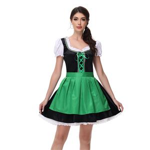 Christmas Cheer Costume, Women's Beer Girl Costume, Bavarian Beer Girl Costume, French Maid Waitress Clubwear, Oktoberfest Wench Adult Dirndl Dress, Simple and Lovely Dress Oktoberfest Costume#N23564