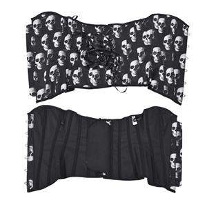 Sexy Black Skull Day of The Dead Halloween Costume Corset  N23663