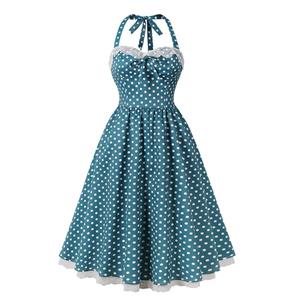 Vintage Dresses for Women, Sexy Dresses for Women Cocktail Party, Casual Vintage Polka Dot Printed Dress, Strappy Swing Daily Dress,Retro Dresses for Women 1960, Vintage Dresses 1950's, #N23659