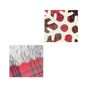 Cute Red Plaid Cloth Plush Snowflake Pattern Christmas Socks Festival Ornament Accessory XT19831