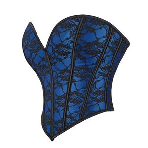 RetroRetro Blue And Black Lace Sexy Short Corset N23581