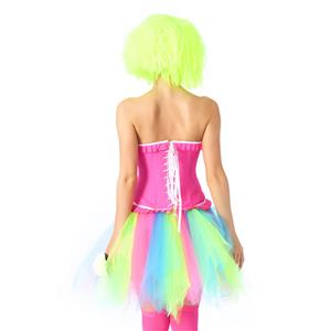 Fashion Pink Organdy Ruffles Busk Closure Corset High-waisted Tulle Skirt Candy Sets N20219