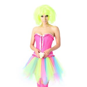 Fashion Pink Organdy Ruffles Busk Closure Corset High-waisted Tulle Skirt Candy Sets N20219