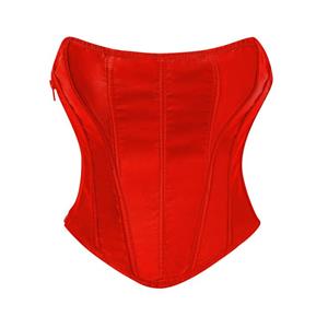 Red jacquard corset, sexy bandeau corset, backless corset, strappy corset, vintage corset#N23628