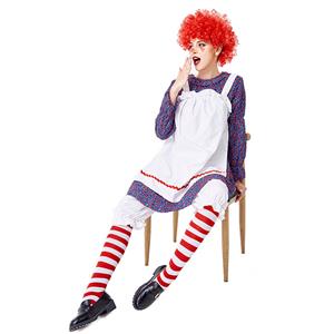 3pcs Funny Circus Clown Doll Skirt Apron And Bloomers Adult Cosplay Costume Set N20730