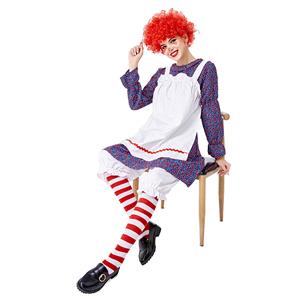 3pcs Funny Circus Clown Doll Skirt Apron And Bloomers Adult Cosplay Costume Set N20730