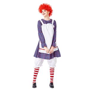 3pcs Funny Circus Clown Doll Skirt Apron And Bloomers Adult Cosplay Costume Set N20730