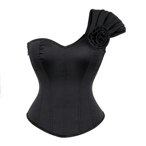 Fashion Plastic Boned Corset, Sexy Overbust Corset, High Quality Corset, Punk Outerwear Corset,Gothic One-Shoulder Retro European And American Style Women's Waistcoat Shaping Top #N23650