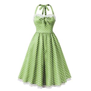 Vintage Dresses for Women, Sexy Dresses for Women Cocktail Party, Casual Vintage Polka Dot Printed Dress, Strappy Swing Daily Dress,Retro Dresses for Women 1960, Vintage Dresses 1950's, #N23660