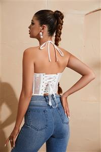 Lace Corset Top V Neck Elastic Halter for Party Streetwear Going Out Party Corset Tops for Women Bustier N23618