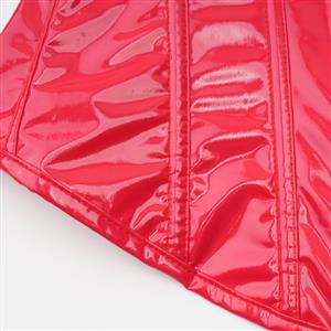 Overbust Waist Trainer Red Corset Steel Boned Womens PVC Corset Heavy Duty Waist Training Corset N23613