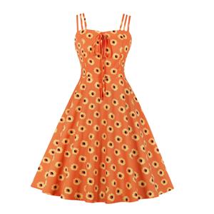 Lovely Daisy Print Midi Dress, Vintage Daisy Print Cocktail Party Dress, Fashion Casual Office Lady Dress, Sexy Tea Party Dress, Retro Party Dresses for Women 1960, Vintage Dresses 1950's, Sexy OL Dress, Vintage Party Dresses for Women, Sexy Spaghetti Straps Dress for Women, #N23534