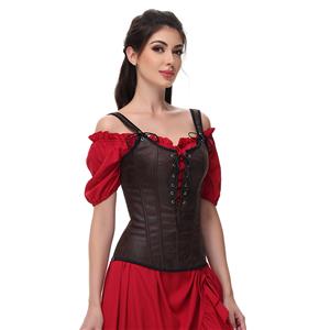 Renaissance Costume Women Pirate Medieval Viking Floral Corset Top Ren Faire Vest Victorian N23654