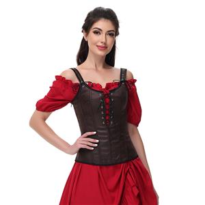 Renaissance Costume Women Pirate Medieval Viking Floral Corset Top Ren Faire Vest Victorian N23654