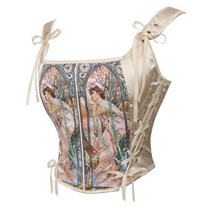 Corset Tops for Women Renaissance Floral Overbust Boned Bustier Bodice N23665