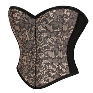 Womens Lace Up Corset Top Overbust Body Shaper Bustier Corsets for Women N23626