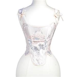 Bustier Tops for Women Renaissance Floral Lace Up Bodyshaper Corset ? N23621