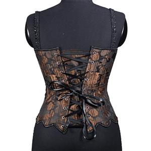 Camouflage embroidered sunflower petal hem herringbone strap Corset N23634