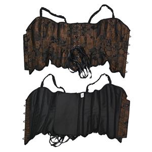 Camouflage embroidered sunflower petal hem herringbone strap Corset N23634