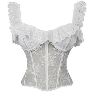 Lace camisole breathable mesh see-through fishbone corset N23635