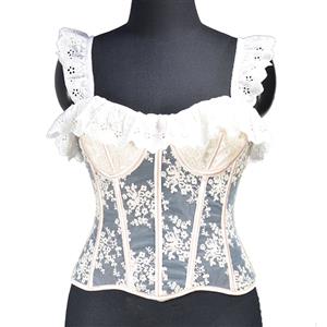 Lace corset, suspender corset, vest breathable corset, mesh see-through corset, herringbone corset, back strap corset #N23636