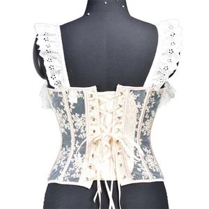 Lace camisole breathable mesh see-through fishbone corset N23636