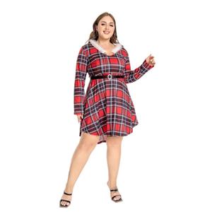 Sexy Christmas Dress, Festive Christmas Costume, Cheap Red Christmas Costume, Adult Sweetie Christmas Costume, Christmas dress, red plaid dress, V-neck irregular dress, long-sleeved dress, waist dress, tuxedo dress,#N23583