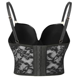 Sexy Punk Faux Leather Spaghetti Straps Bustier Clubwear Crop Top N23647