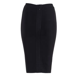 Women's Sexy OL Svelte Pure Black Stretchy High Waist Bodycon Bandage Skirt N15189