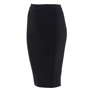 Women's Sexy OL Svelte Pure Black Stretchy High Waist Bodycon Bandage Skirt N15189