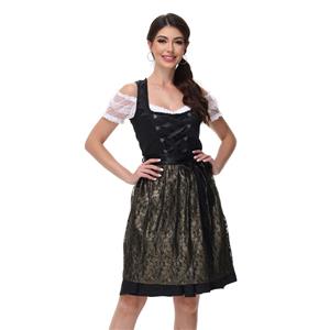 Sexy Maid Costume, Simple and beautiful Set, Women's Pretty Girl Costume, Women's Pretty Girl Wide Straps Mini Dress Bavarian Costume, Wench Adult Mini Dress, #N23548