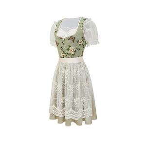 Vintage Bavarian Dirndl Dress – Floral Lace Trim, Summer Oktoberfest Traditional Costume for Women N23676