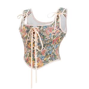 Vintage Floral Embroidered Camisole, Corset Vest Top for Women Bustier Shapewear N23679