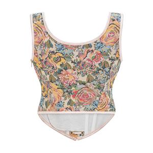 Vintage Floral Embroidered Camisole, Corset Vest Top for Women Bustier Shapewear N23679