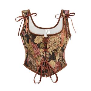 Vintage Floral Embroidered Camisole, Corset Vest Top for Women Bustier Shapewear N23680