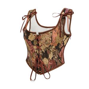 Vintage Floral Embroidered Camisole, Corset Vest Top for Women Bustier Shapewear N23680