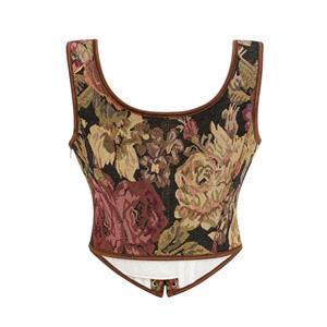 Vintage Floral Embroidered Camisole, Corset Vest Top for Women Bustier Shapewear N23680