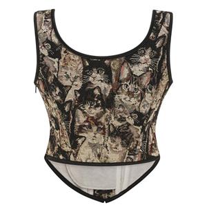 Women's Renaissance Lace Up Corset Black Cat Big Breast Bone Corset N23599