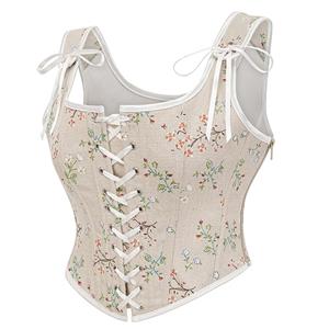 Corset Tops for Women Renaissance Lace Up Floral Overbust Boned Bustier Bodice N23600